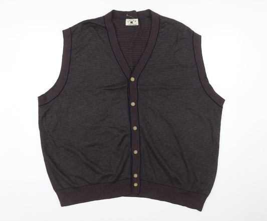 Cutter & Buck Men's Brown 2XL Sleeveless Button Knit Vest Jumper