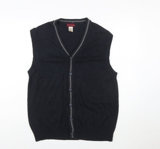 Hunt Club Men's Black Cotton Sleeveless Button Cardigan L