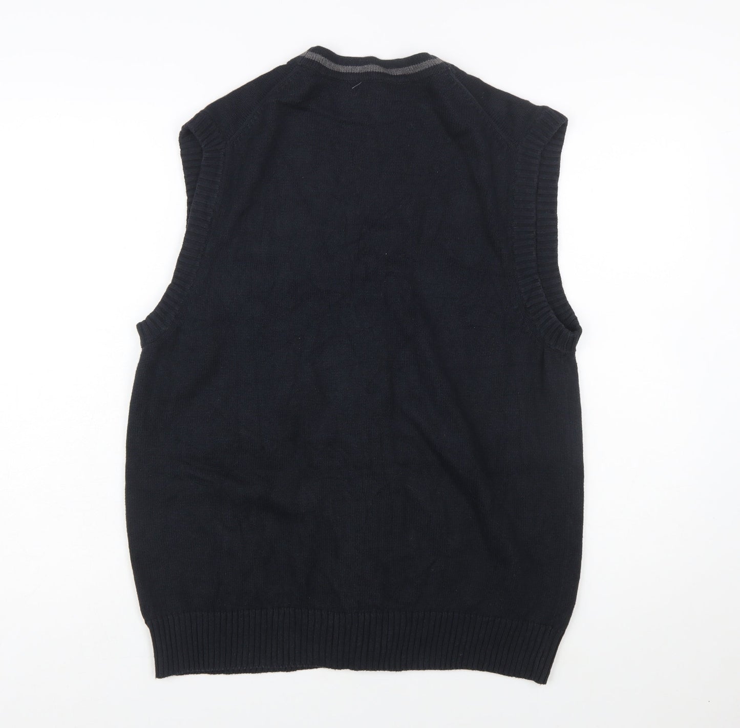 Hunt Club Men's Black Cotton Sleeveless Button Cardigan L