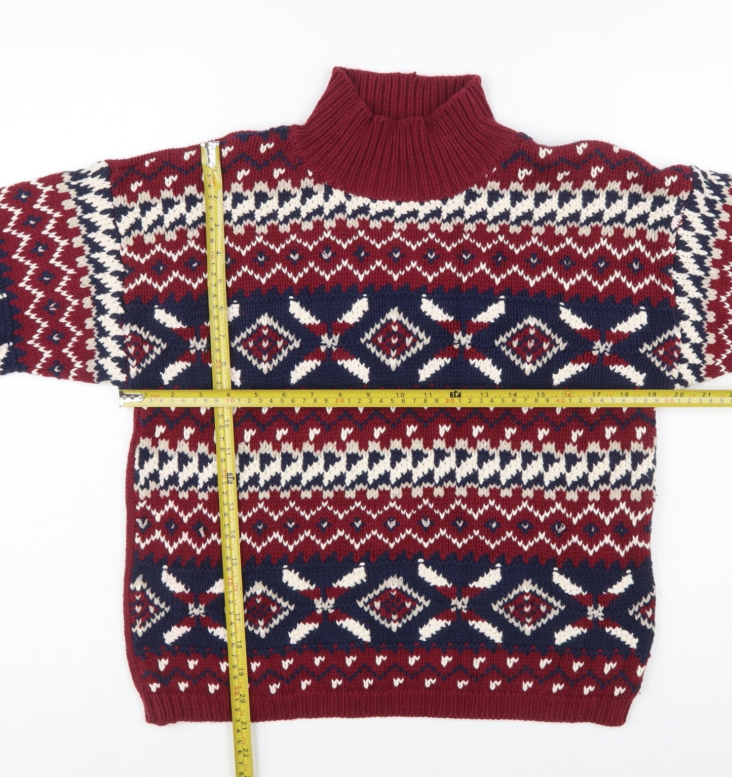 Ricki's Women Multicoloured Fair Isle Cotton High Neck Jumper M