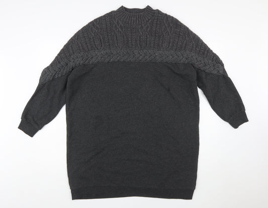River Island Womens Grey Cable-Knit Long Sleeve Pullover Jumper L
