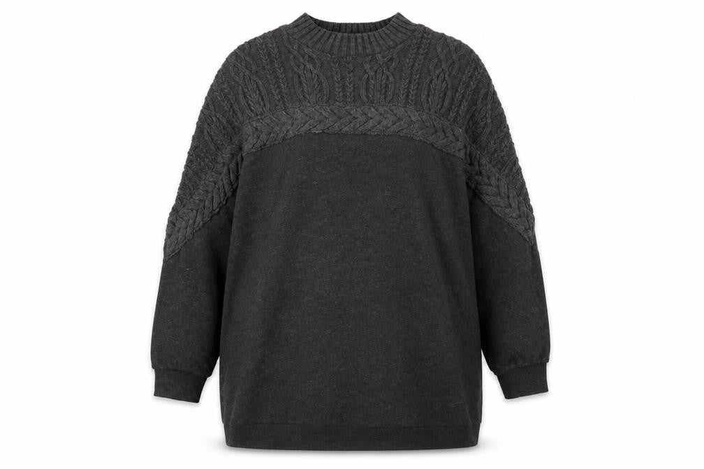 River Island Womens Grey Cable-Knit Long Sleeve Pullover Jumper L