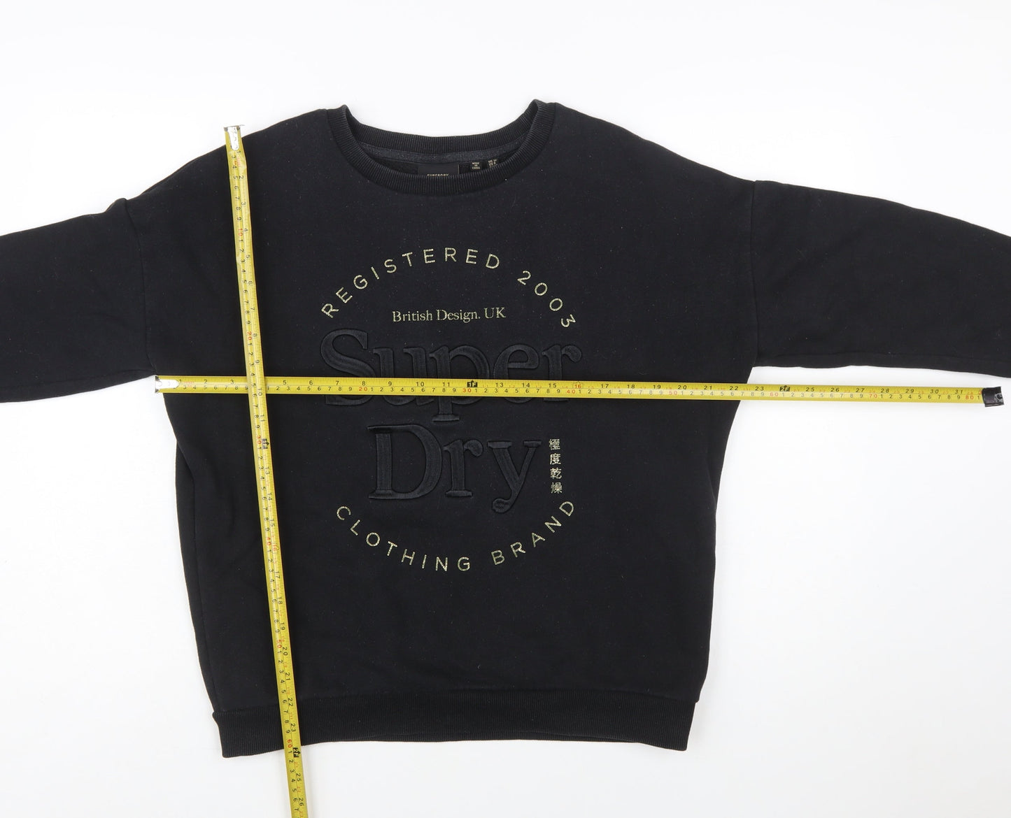 Superdry Women's Black Cotton Blend Pullover Sweatshirt UK 12