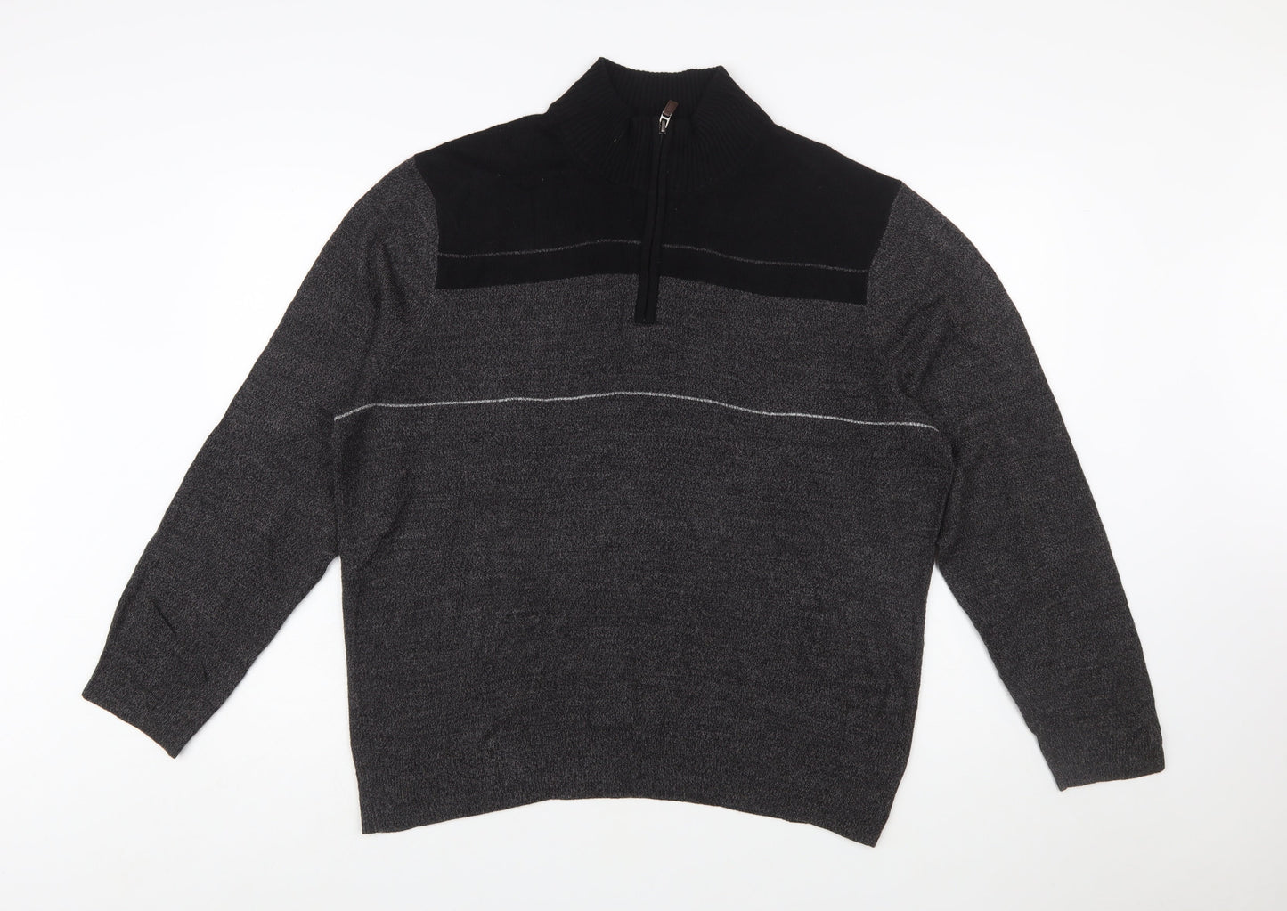Dockers Mens Grey Acrylic 1/2 Zip High Neck Jumper Size L