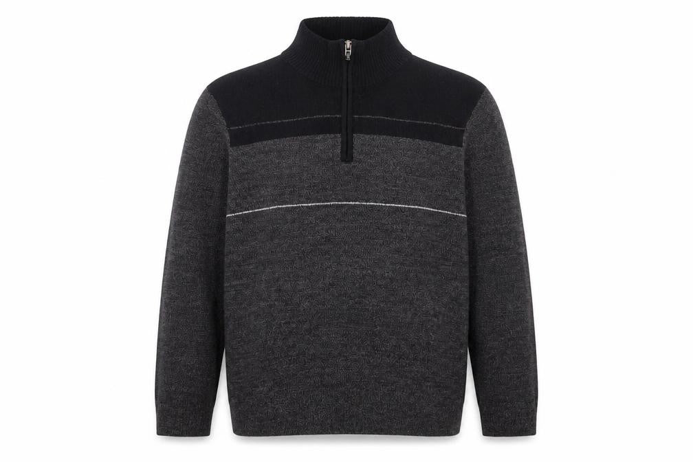 Dockers Mens Grey Acrylic 1/2 Zip High Neck Jumper Size L