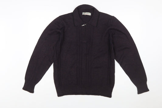LEON Men’s Brown Wool Blend Collared Full Zip Jumper Size M