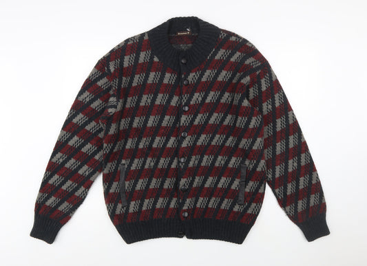 Graziano G. Men's Multicoloured Check Wool Cardigan M