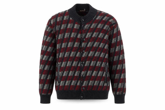 Graziano G. Men's Multicoloured Check Wool Cardigan M