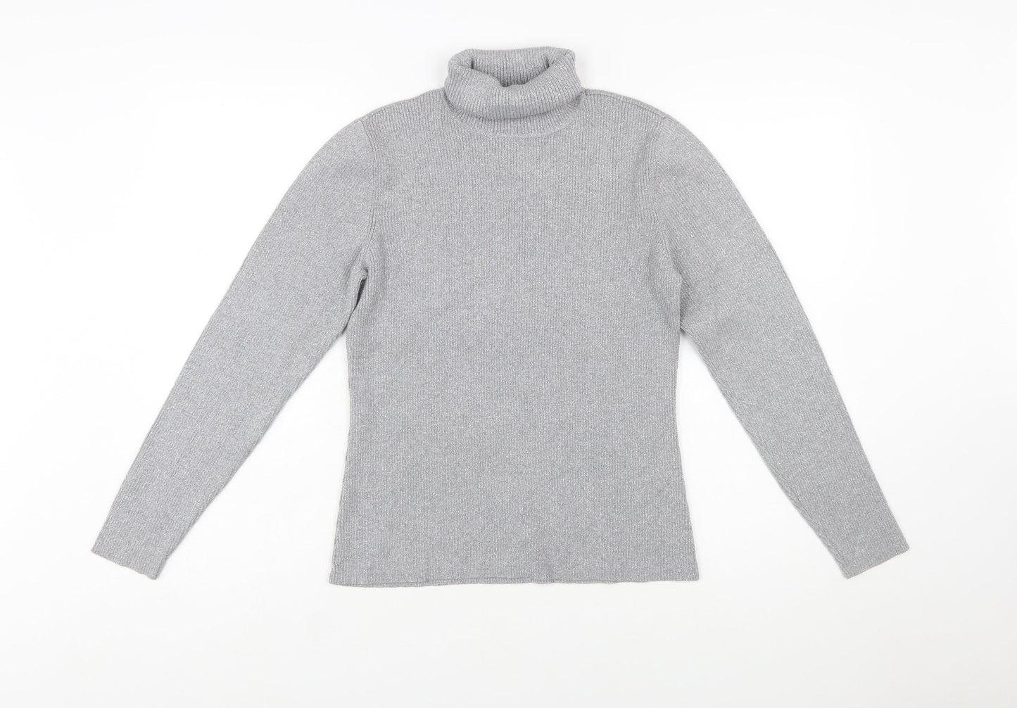 Liz Claiborne Women’s Grey Petite Roll Neck Knit Jumper L