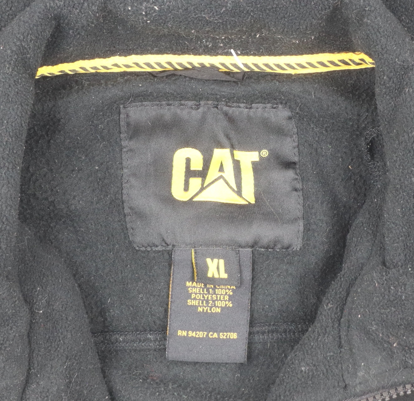 CAT Men's Black XL Fleece Workwear Jacket Full Zip Outdoor