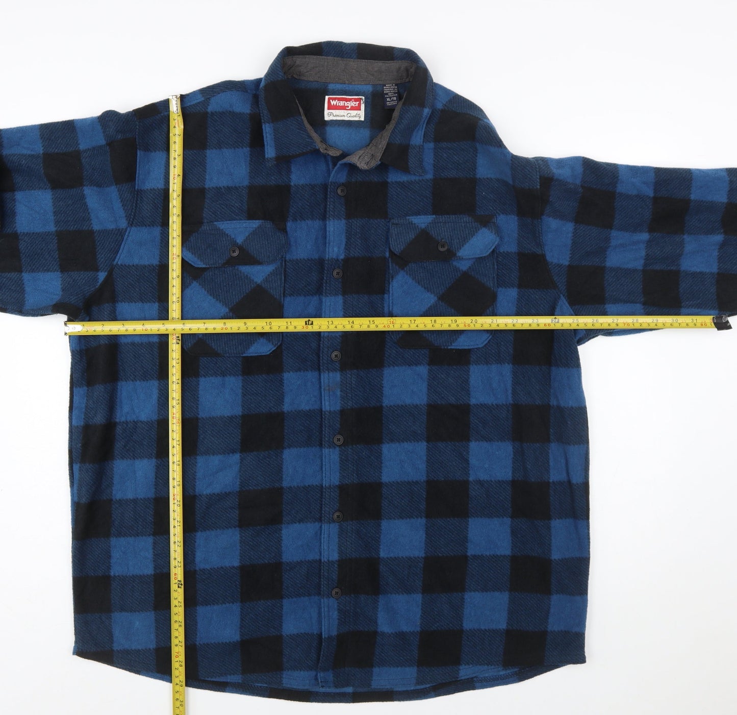 Wrangler Men's Blue Check Flannel Button-Up Shirt XL