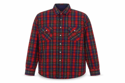 Eleven Sixty Six Men's Red Check Flannel Button-Up Shirt Size L