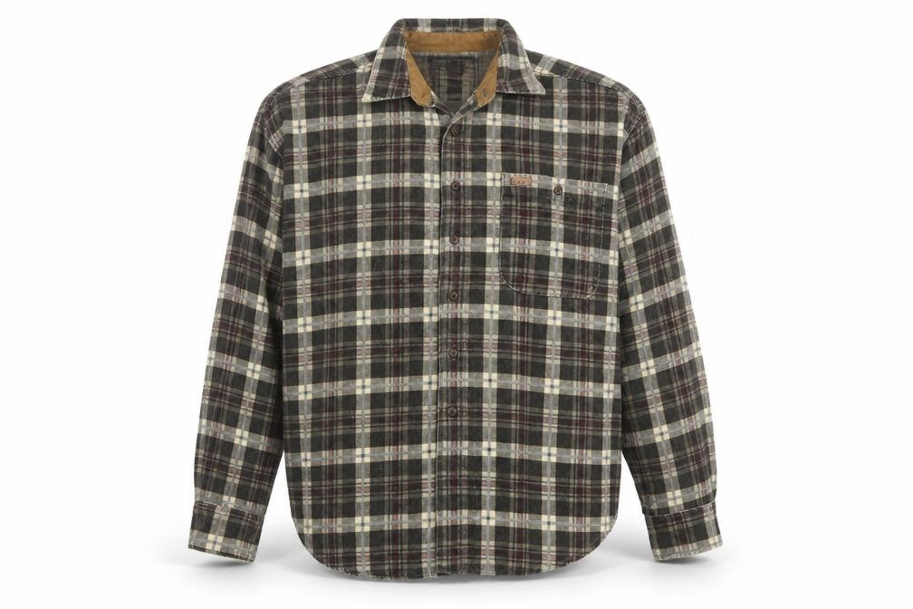 Point Zero Men's Brown Check Flannel Cotton Button-Up Shirt L