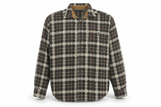 Point Zero Men's Brown Check Flannel Cotton Button-Up Shirt L