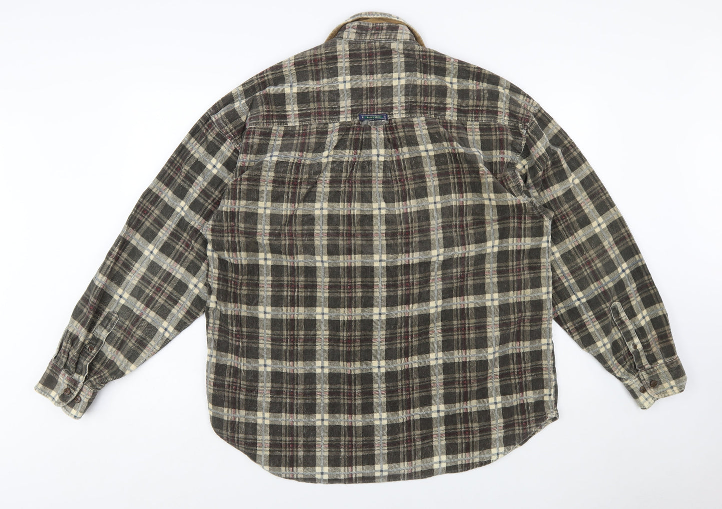 Point Zero Men's Brown Check Flannel Cotton Button-Up Shirt L