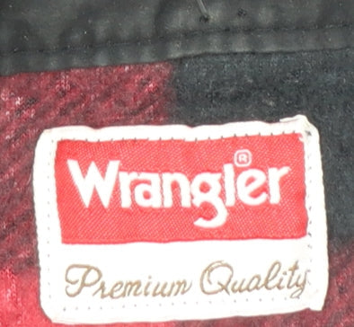 Wrangler Men's Red Black Check Flannel Button-Up Shirt L