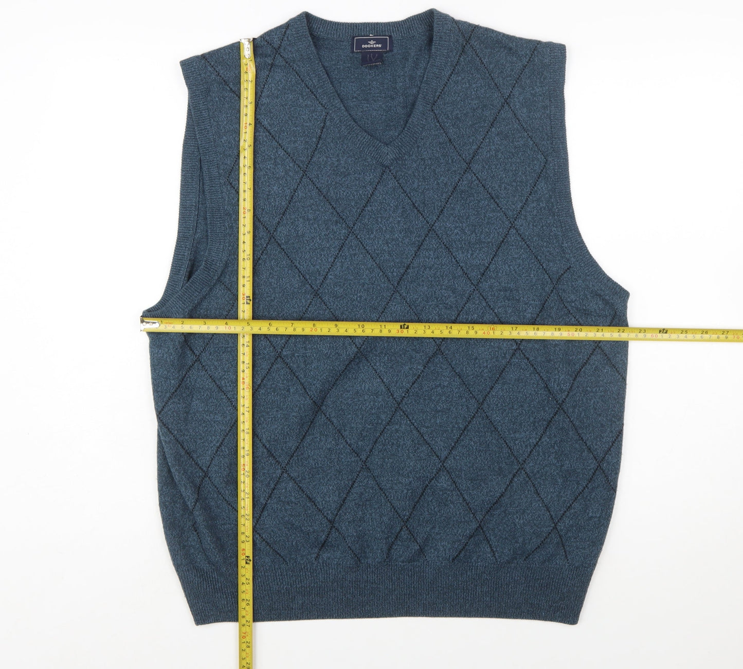 Dockers Men's Blue Argyle V-Neck Sleeveless Knit Vest XL