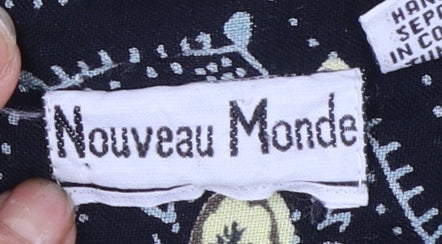Nouveau Monde Womens Black Bohemian Wrap Blouse Size L Rayon
