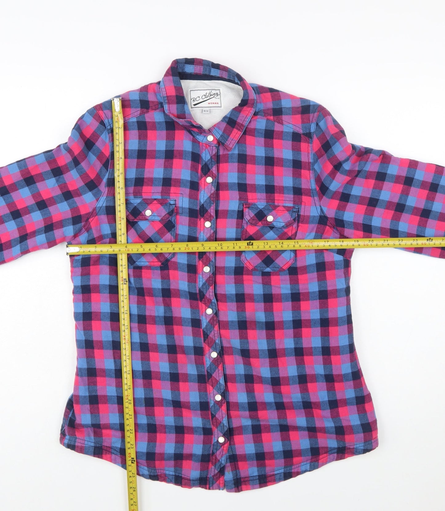 BC Clothing Women's Multicoloured Checked Flannel Button-Up Shirt Size M