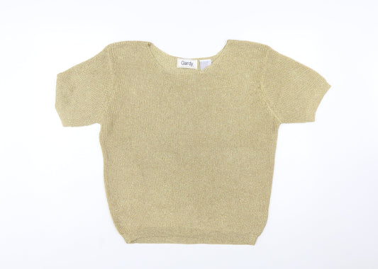 Gardy Womens Gold Short Sleeve Knit Pullover Jumper L