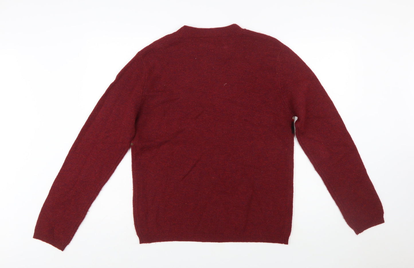 DKNY Men's Red Lambswool Geometric Crew Neck Jumper Size S
