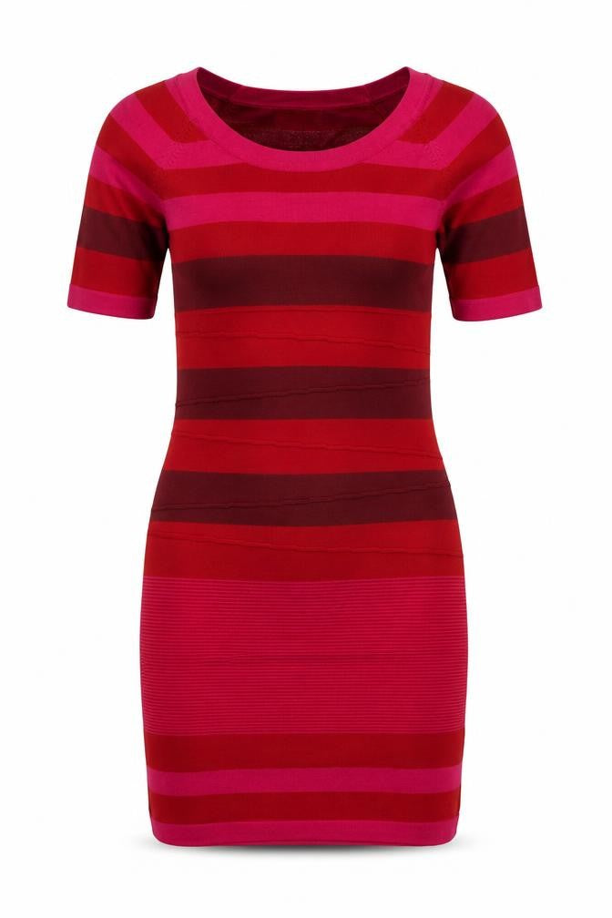 M.S.S.P. Women’s Red Striped Bodycon Knit Dress Size S