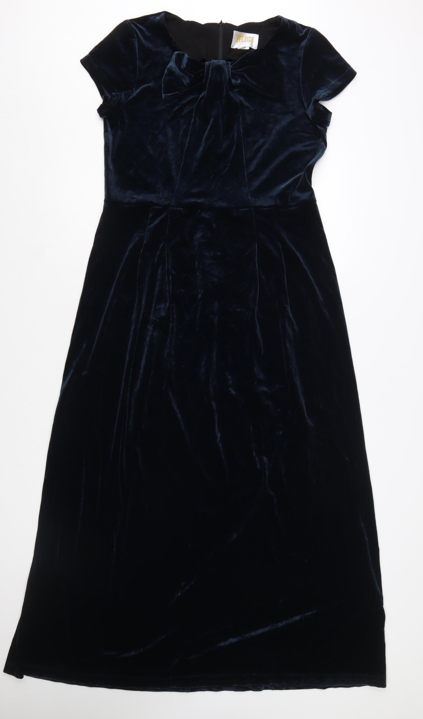 Bendigo Impressions Women's Blue Velvet A-Line Midi Dress M