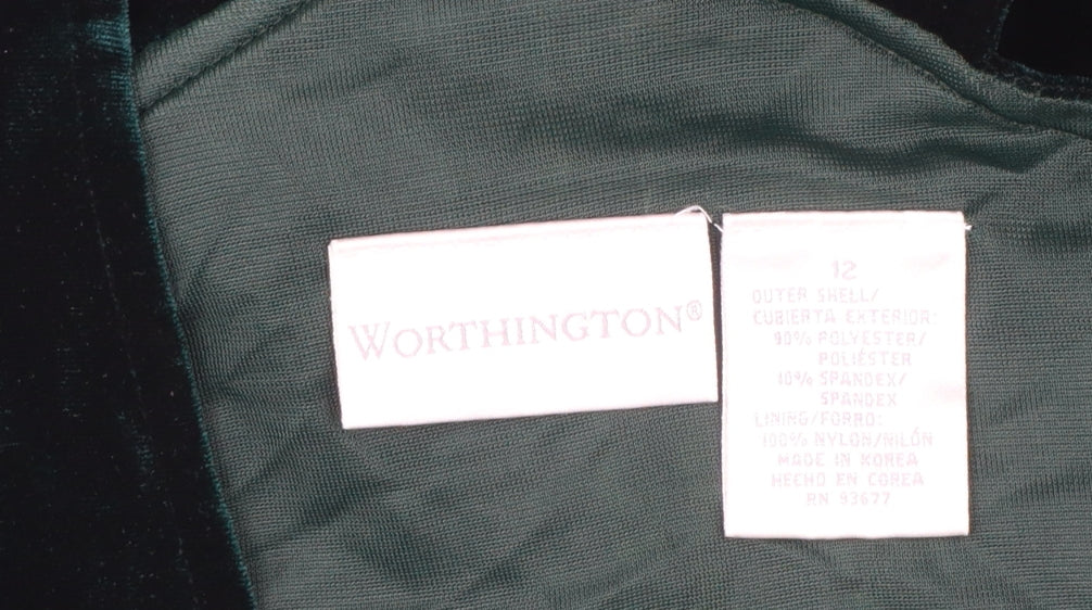 Worthington Women's Green Velvet Pinafore Dress Size 12