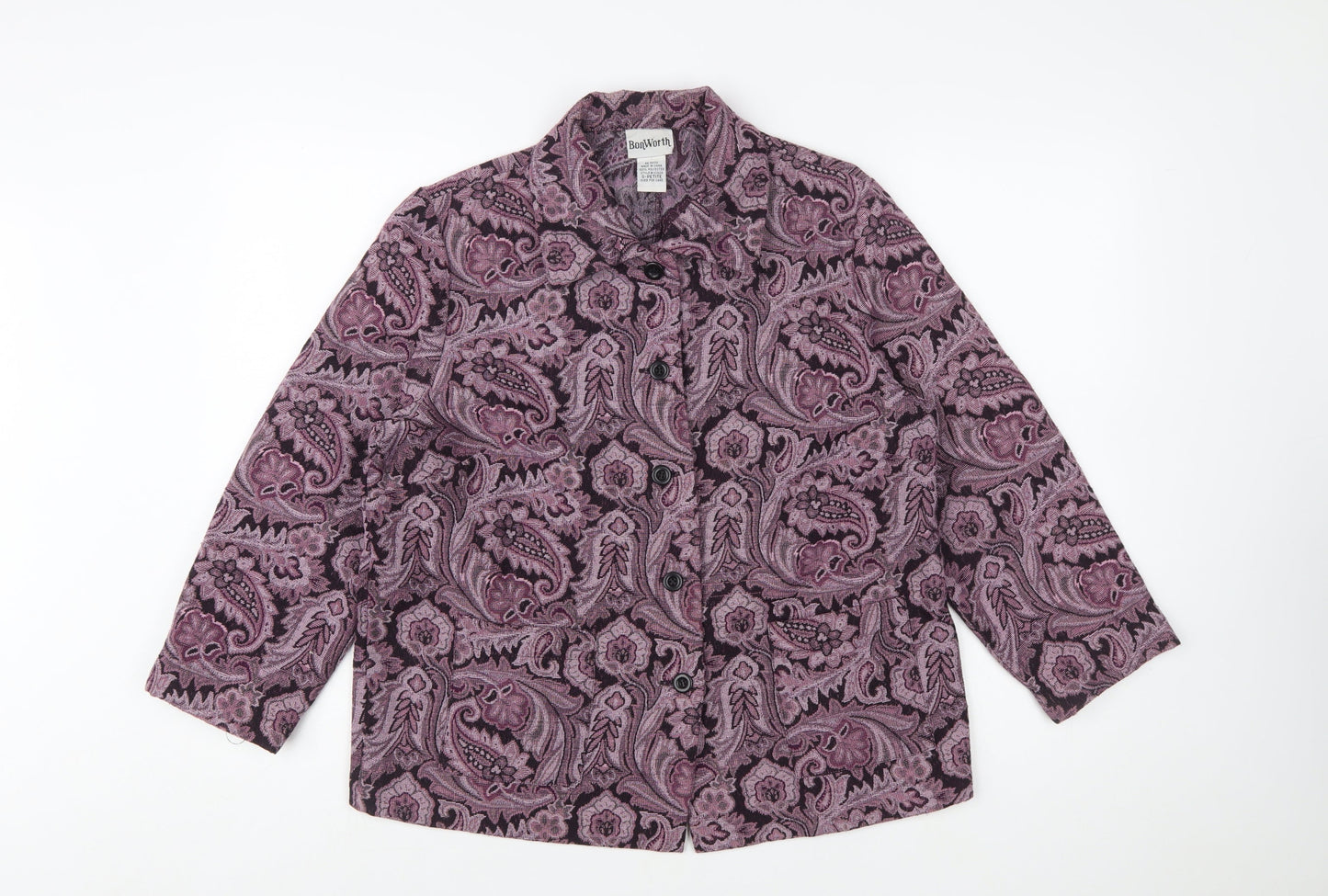 BonWorth Women’s Purple Paisley Petite Blazer Jacket Size S