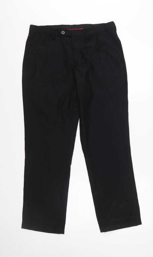 Alberto Cardinali Men's Black Chino Trousers W30 L30 Polyester Blend