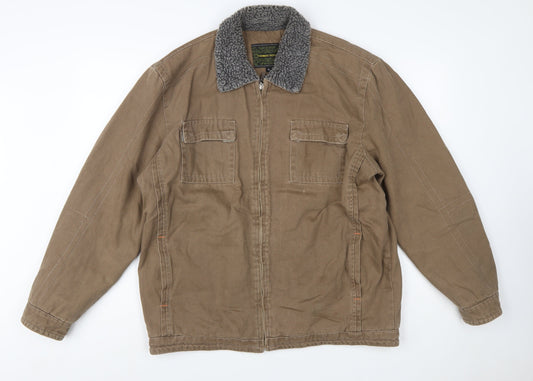 Thomas Scott Men's Brown XL Workwear Jacket Faux Fur Collar