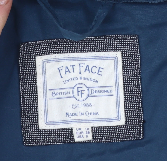 Fat Face Women's Blue Hooded Padded Bodywarmer Gilet Size 10