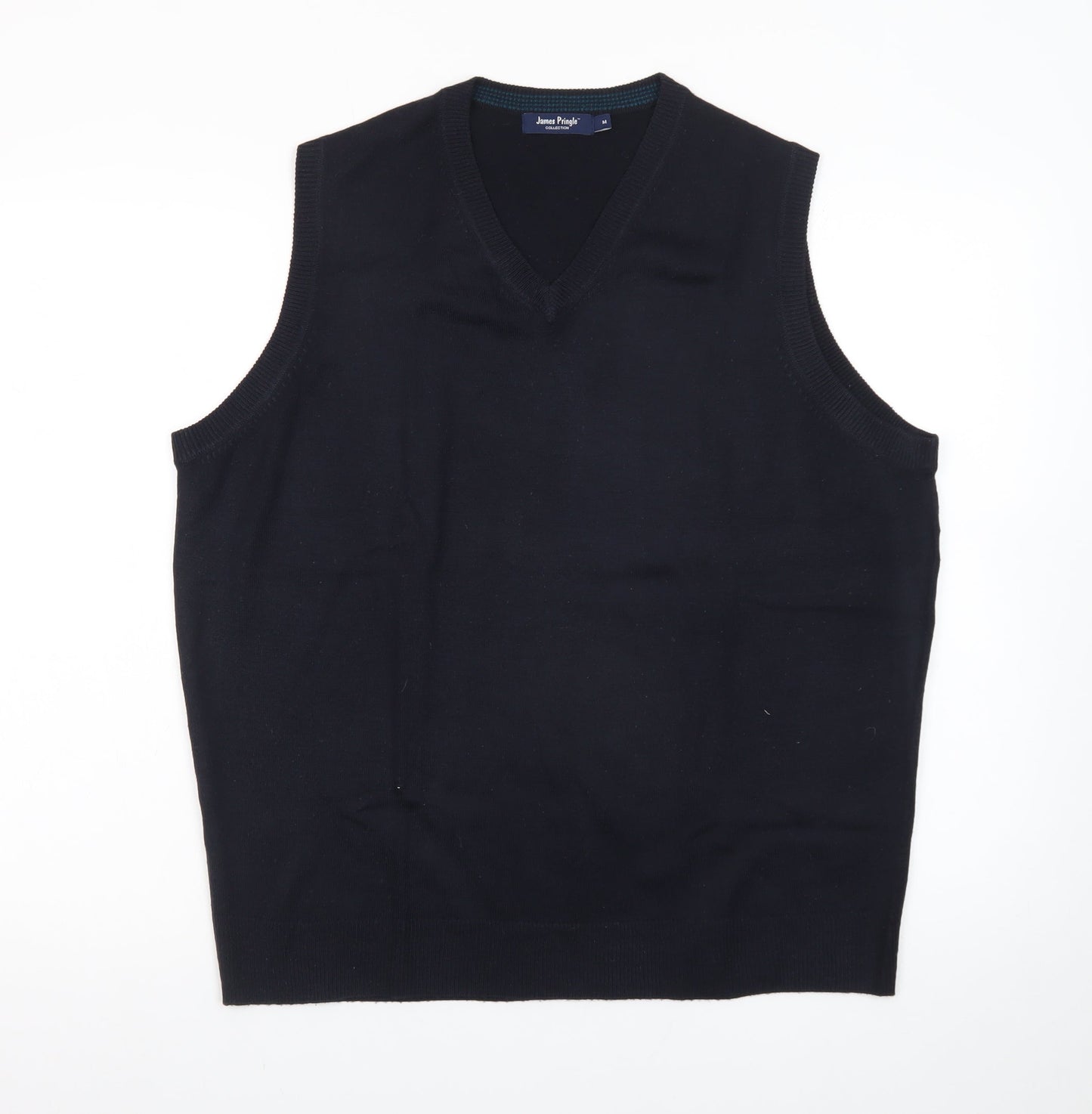 James Pringle Men's Black Acrylic V-Neck Sleeveless Knit Vest M
