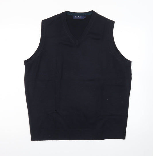 James Pringle Men's Black Acrylic V-Neck Sleeveless Knit Vest M