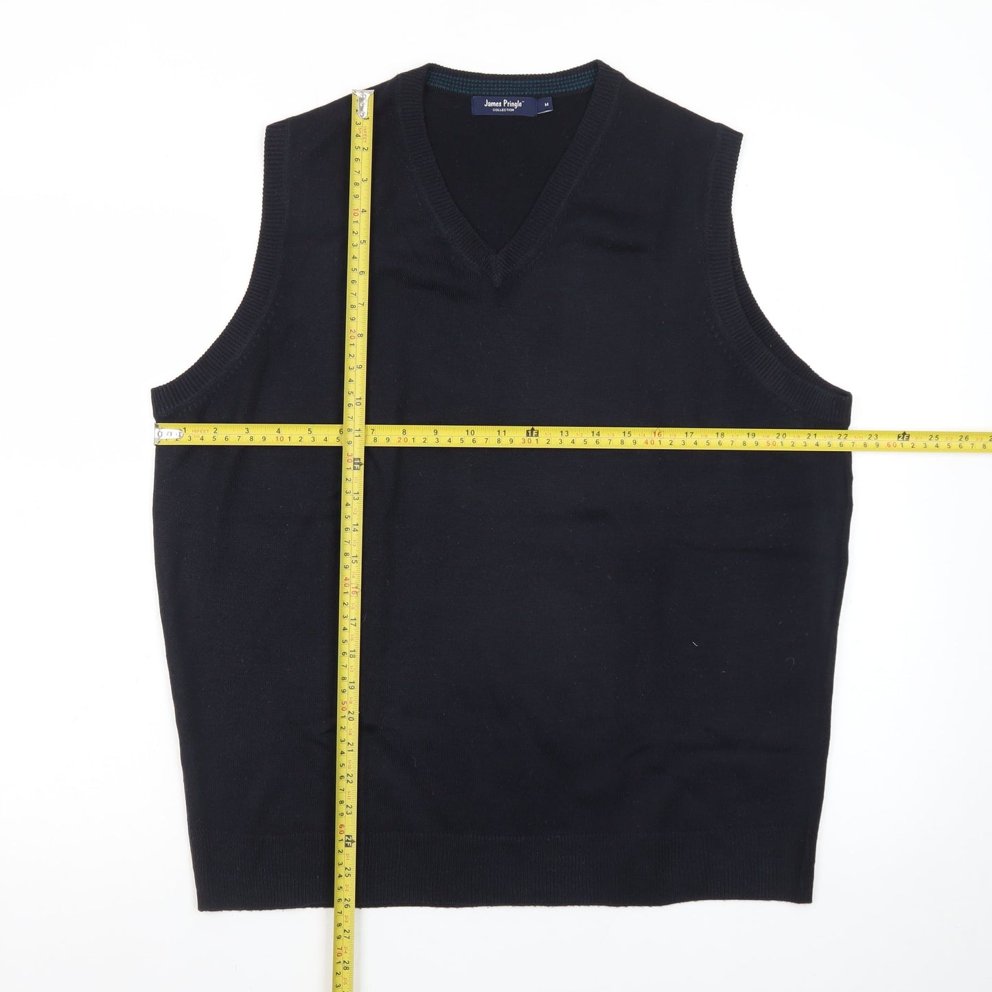 James Pringle Men's Black Acrylic V-Neck Sleeveless Knit Vest M