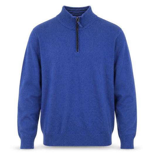 Front view of Maine New England Men's Blue Cotton Half Zip Jumper L