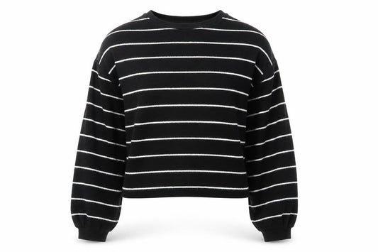 New Look Women's Black Striped Knit Pullover Jumper Size M