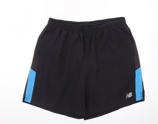 New Balance Men Black L Athletic Running Shorts Quick Dry