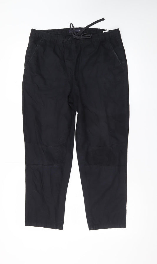 Marks and Spencer Women's Black Cotton Cargo Trousers Size 12