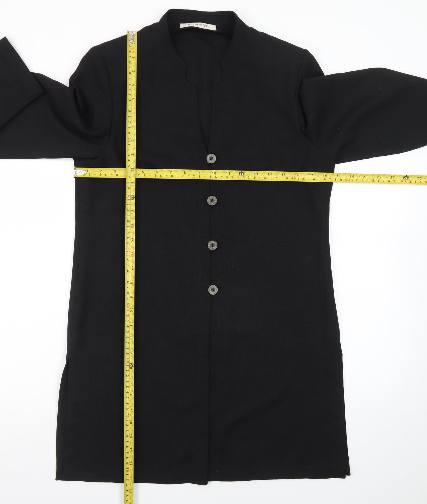 Jacques Vert Women Black Size 10 Long Sleeve Blazer Coat