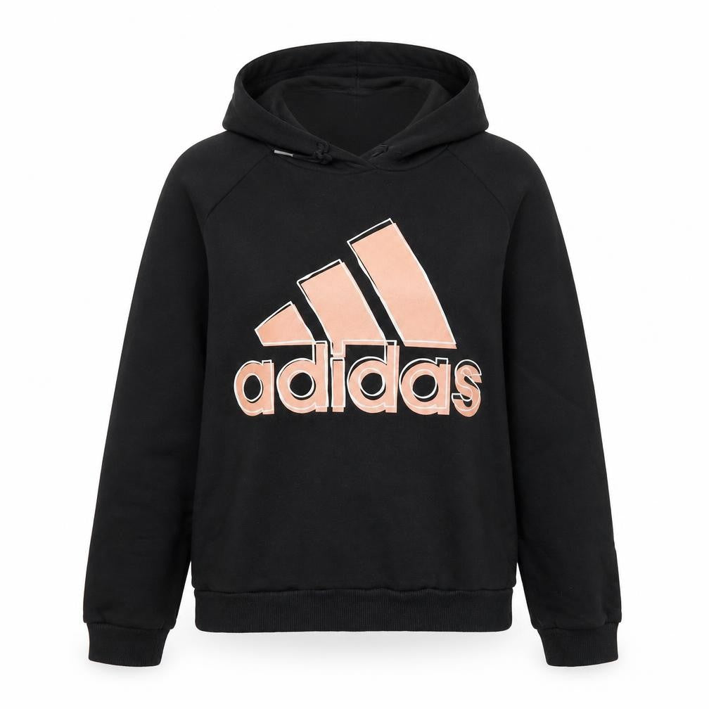 Adidas Womens Black Hoodie Small Pullover Gold Logo Casual