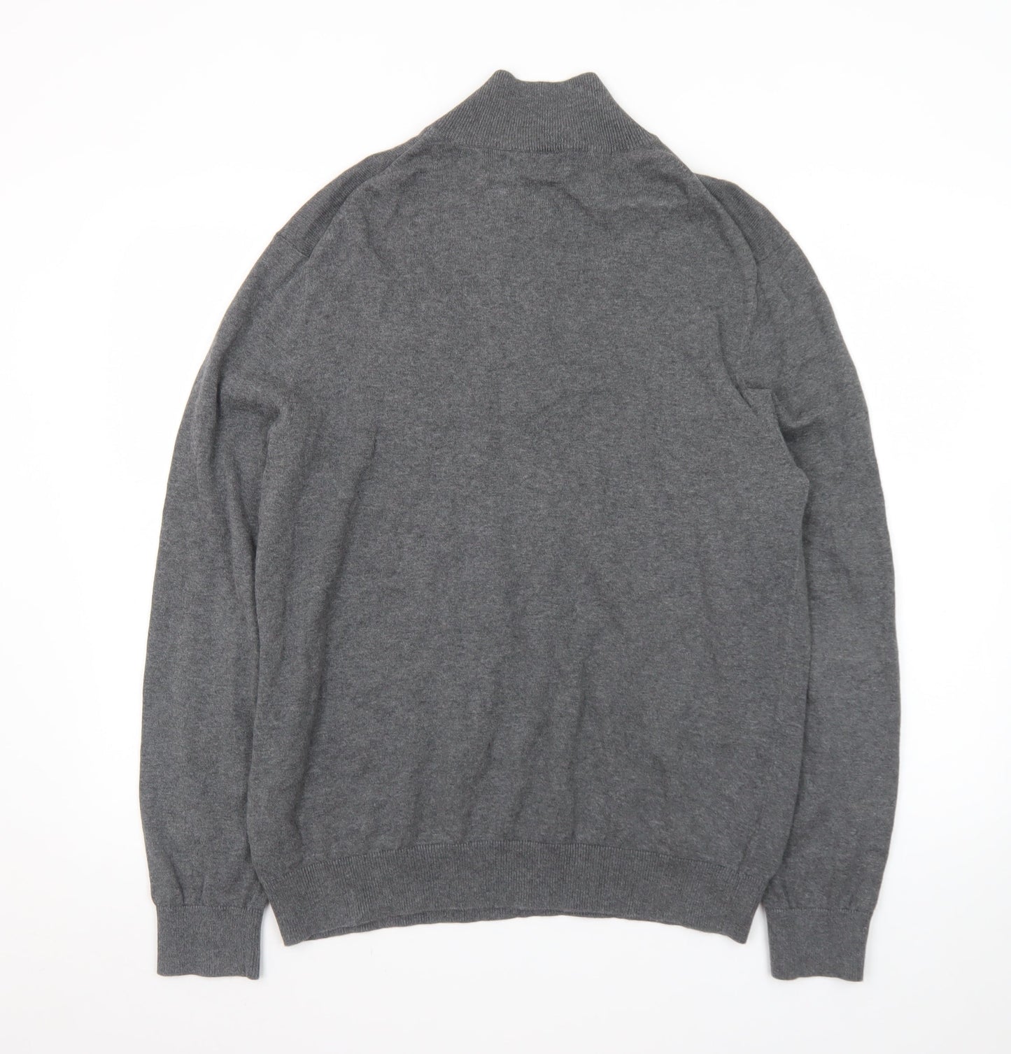 Nautica Men's Grey Cotton 1/4 Zip Jumper Size L Classic Knit