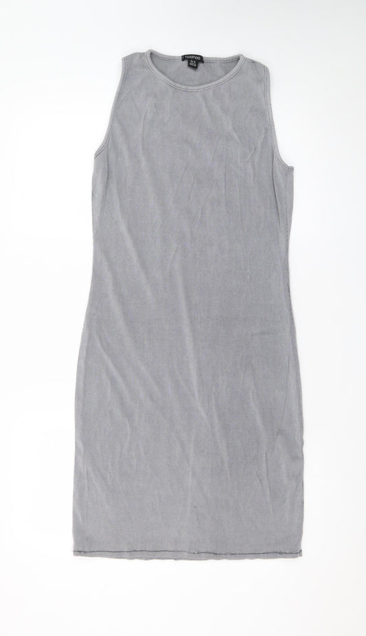 Boohoo Women Grey Sleeveless Bodycon Dress Size 18