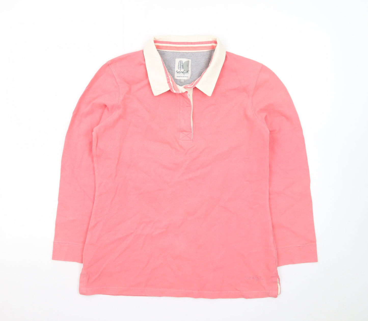 Weird Fish Women's Pink Long Sleeve Collared Polo Top Size 12