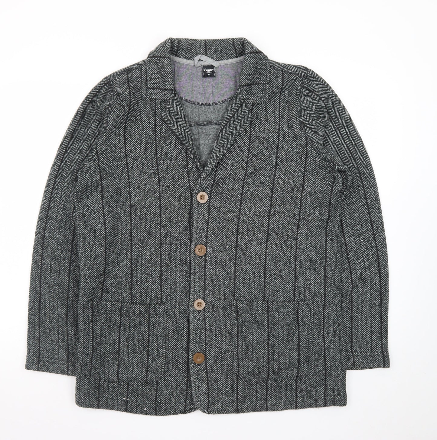 Cotton Traders Men's Grey Wool Herringbone Blazer Jacket M