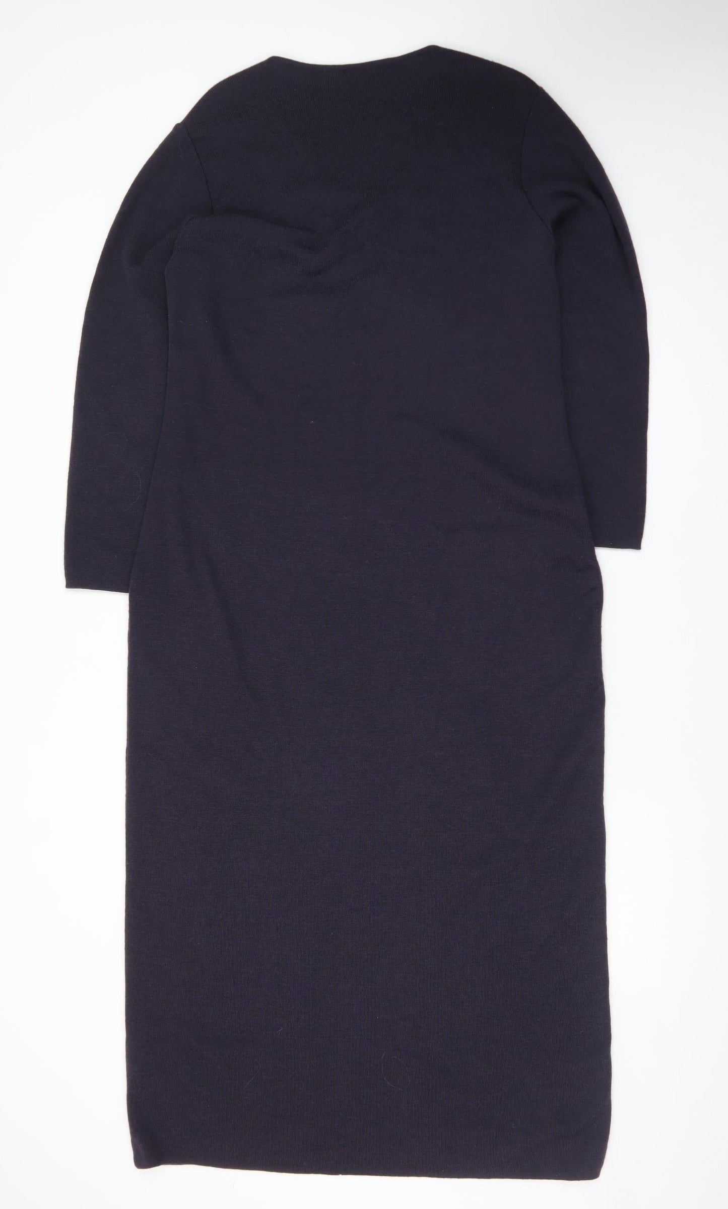 Marks and Spencer Women’s Black Knit V-Neck Wool Blend Sheath Dress Size 16