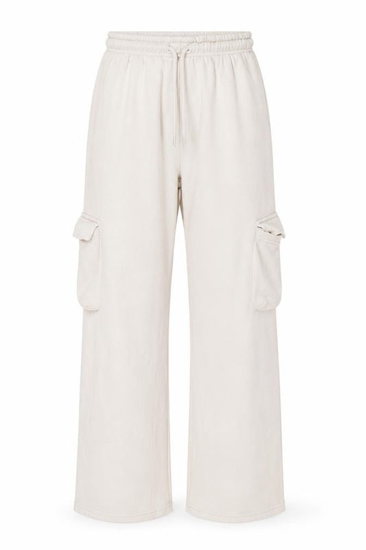 Boohoo Women’s Beige Cargo Fleece Trousers XS Elastic Waist