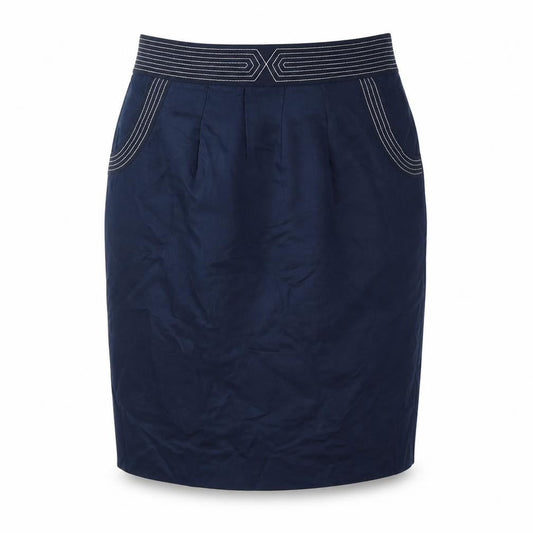 Jaeger Women's Blue Silk Pencil Skirt Size 14 Knee Length