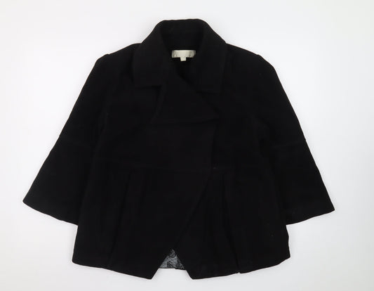 Ronit Zilkha Womens Black Wool Mid-Length Coat Size 12