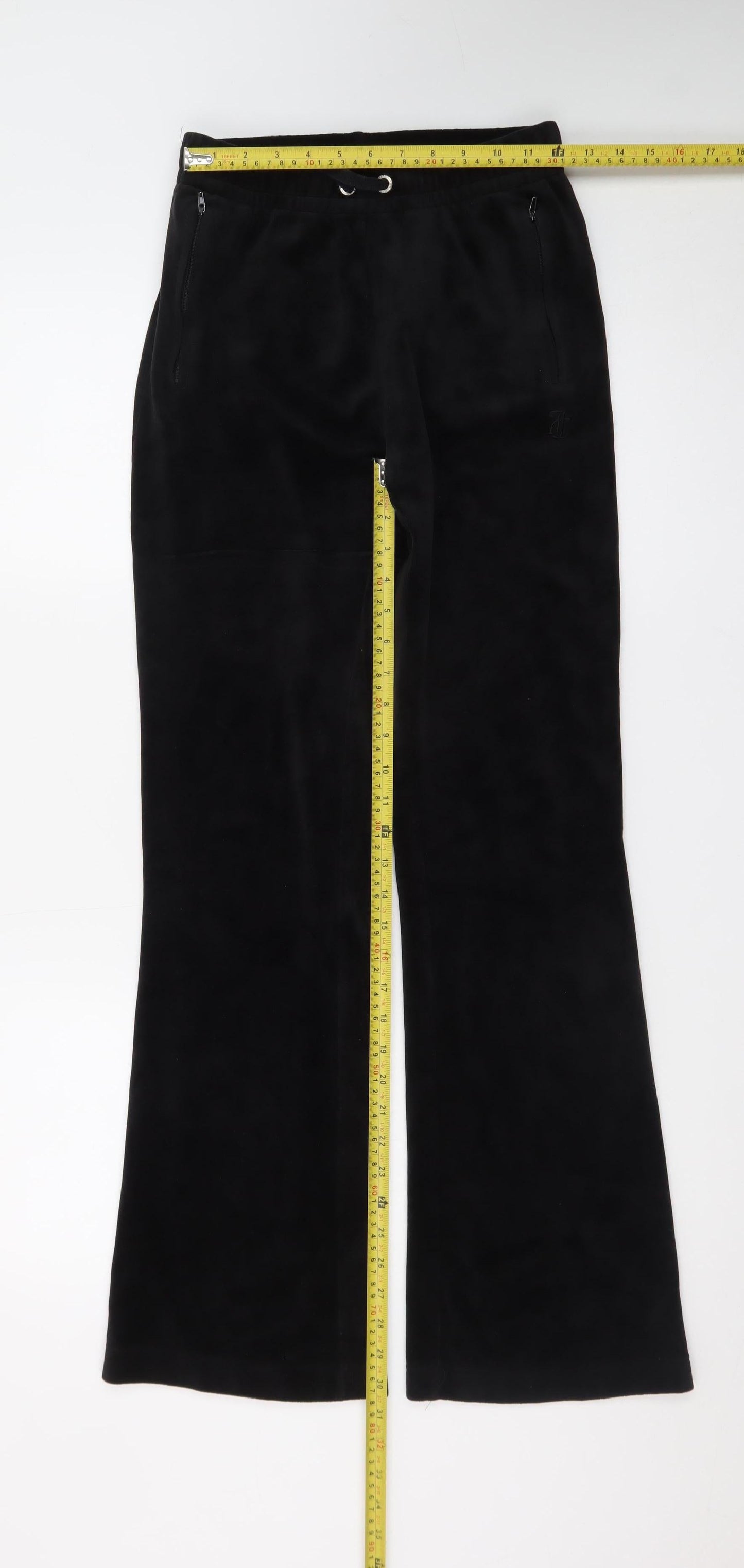 Juicy Couture Women’s Black Velour Flared Sweatpants XS Rhinestone Logo